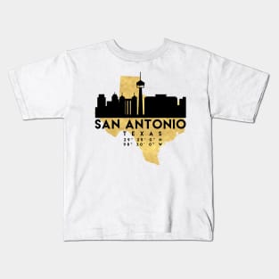 San Antonio Texas Skyline Map Art Kids T-Shirt